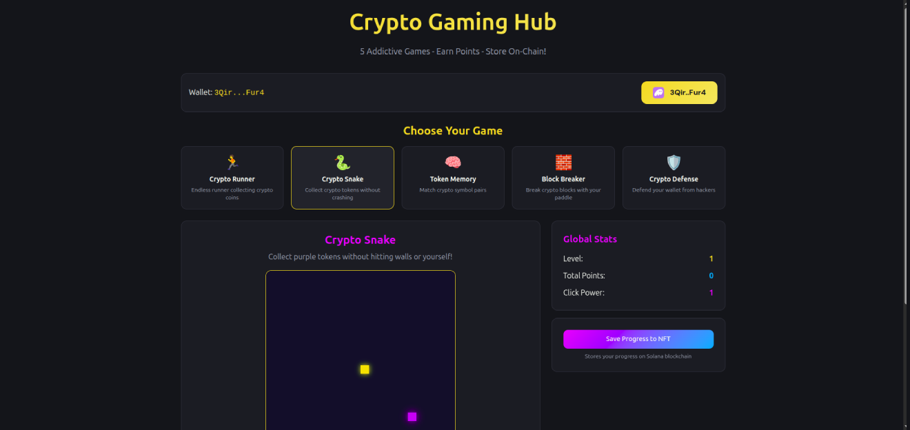 Click & Mint: Crypto Gaming Hub